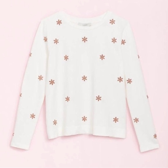 NWT Loft Rose Gold Snowflake Sweatshirt - Picture 2 of 9